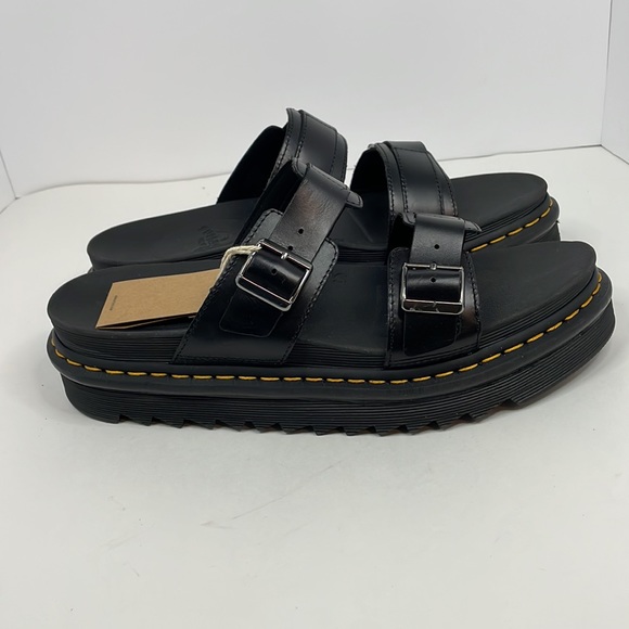 New Men’s Black Dr. Martens Myles Brando Leather Buckle Slide Sandals Size 12 - Picture 5 of 12